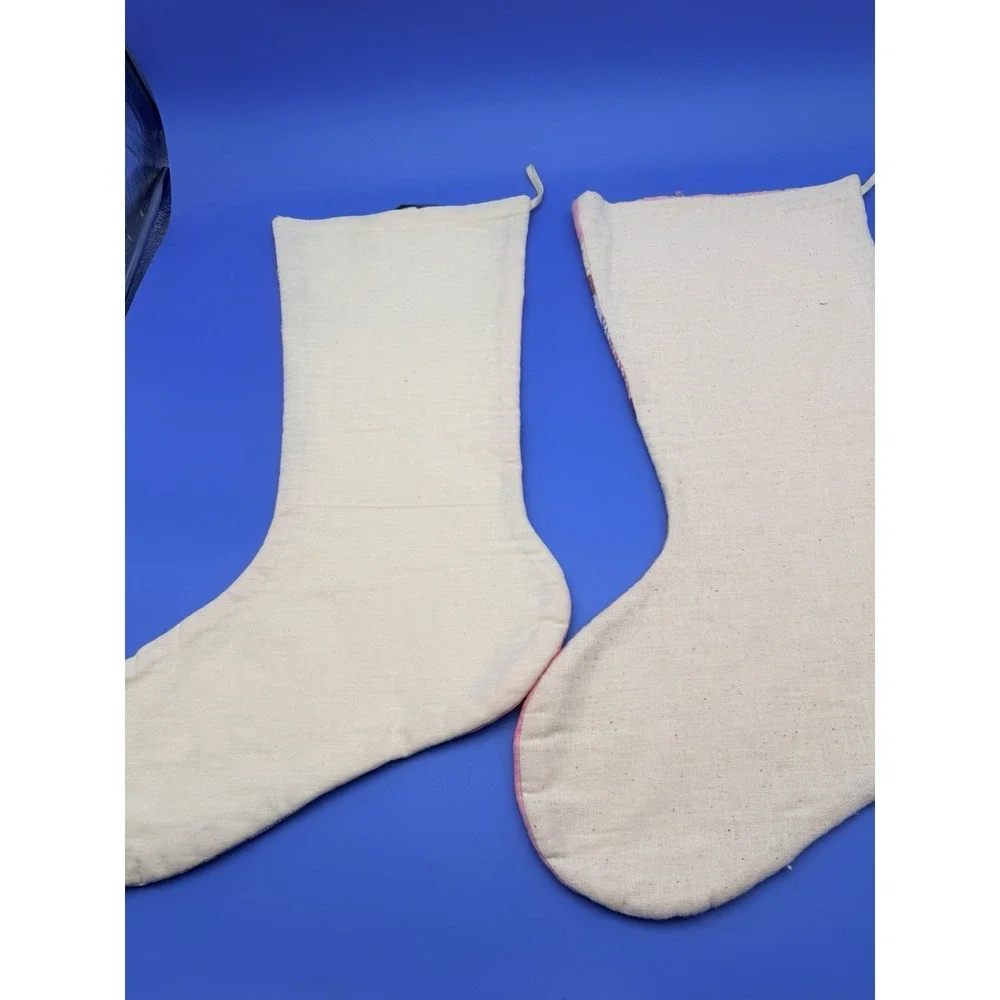 Vintage Handmade Patchwork Quilt Christmas Stockings Pair 23